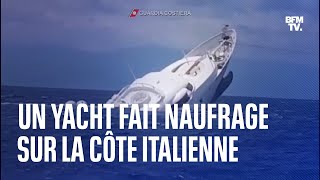 Les images de limpressionnant naufrage dun yacht au large de lItalie [upl. by Hui]