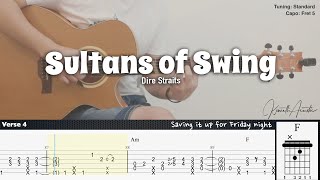 Sultans of Swing  Dire Straits  Fingerstyle Guitar  TAB  Chords  Lyrics [upl. by Aitnahc]