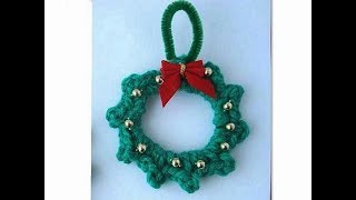 HOW TO CROCHET A MINIWREATH ORNAMENT [upl. by Jovi73]