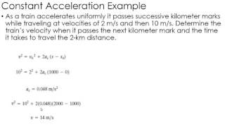 Dynamics Example Constant Acceleration [upl. by Yelrebma103]