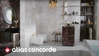 Elegant Bathroom Design  Marbleeffect tiles  Atlas Concorde [upl. by Enajyram]