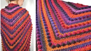 Crochet Bobble Stitch Shawl  Easy amp Beginner Friendly [upl. by Nilo]