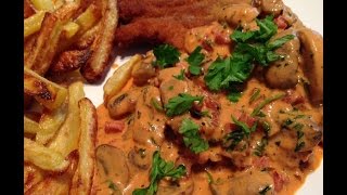 Ich koche heute Jägerschnitzel mit selbstgemachter JägersauceChampignonSahneSauce Rezept [upl. by Gibert]