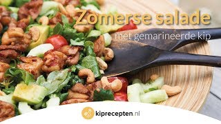 Zomerse salade met gemarineerde kip  Kipreceptennl Makkelijk en snel klaar [upl. by Anzovin]