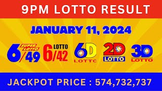 9PM Lotto Draw Result  January 11 2024 [upl. by Gavra918]