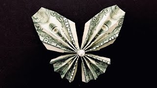 Dollar Bill Origami  Butterfly  Money Gift Idea  Money Butterfly Origami Tutorial [upl. by Wilkens]