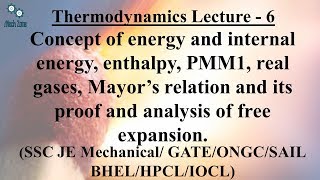 Thermodynamics Lecture 6 Internal energy enthalpy PMM1 Free expansion [upl. by Ohaus]