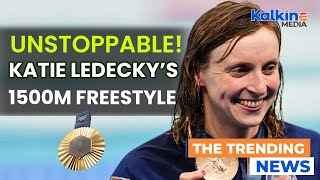 Katie Ledecky Wins Gold in 1500m Freestyle Sets New Olympic Record [upl. by Ahsii]