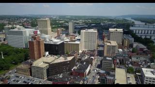 Downtown Harrisburg Pennsylvania with Bridges over Susquehanna in background 002 [upl. by Sherborn]