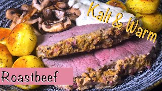 Perfektes Roastbeef 😍 mit ZwiebelSenfkruste und Meerrettichsauce  und für später als Aufschnitt [upl. by Nnauol193]