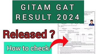 GITAM GAT Result 2024  How To Check GITAM GAT 2024 Result [upl. by Arrahs336]