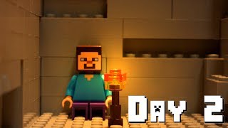 LEGO Minecraft Survival Day 2 Stop Motion Animation [upl. by Niobe]