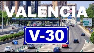 V30 Valencia  Circunvalación  Sentido salida  Valencia Ring Road V30 westbound [upl. by Elletsirhc]