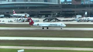 Helvetic Airways Fokker 100 takeoff at Zurich Airport HD [upl. by Bang]