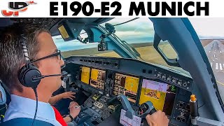 Piloting EMBRAER 190E2 into Munich Airport  Cockpit Views [upl. by Lirva]