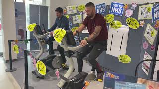 Tony Bellew and David Hughes launching the Tour de Wards cycle challenge at Arrowe Park Hospital [upl. by Hein]