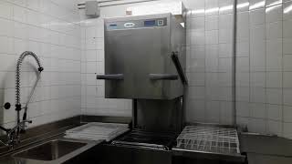 Installation of Winterhalter industrial hood dishwasher in a restaurant kitchen [upl. by Lever]