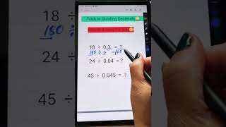 Tricks in Dividing Decimals How to Divide Decimals Easilymathstricks shortsmaths shortsmaths [upl. by Sisto]