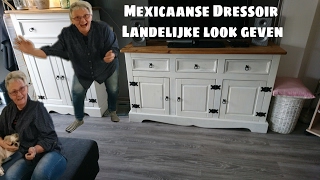 Dressoir een landelijke look geven 🤠 Kast pimpen bewerken meubels verven [upl. by Eecal]