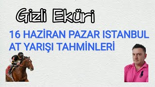 16 HAZİRAN 2024 PAZAR İSTANBUL AT YARIŞI TAHMİNLERİ GİZLİ EKÜRİ KANALİMİZDA [upl. by Telrahc]