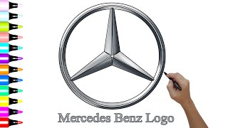 How to Draw Mercedes Benz Logo using Guidelines [upl. by Hinch]