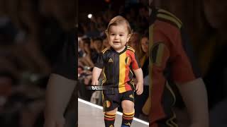 Babies parade in their countries uniforms show cute babyclothes baby cutebaby football [upl. by Brana]