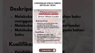 Lowongan Kerja Pabrik Boyolali Terbaru 2024 lokerpabrik lokerboyolali lokerhariini lokerterdekat [upl. by Dazraf297]