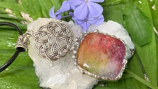 Rainbow Solar Quartz Flower Of Life Pendant with Soft Solder [upl. by Glynias]