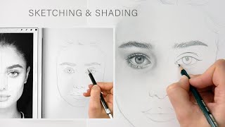 How to draw from a reference photo sketching and shading a portrait  Emmy Kalia [upl. by Ardet]