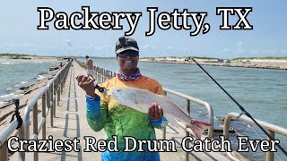 Packery Jetty TX  Craziest Red Drum Catch Ever [upl. by Hermione236]