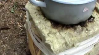 Rocket Stove Insulation with Rock Wool [upl. by Hendon]