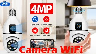 4MP E27 Dual Lens Bulb Camera WiFi Surveillance Night Vision 360 PTZ Camera Human Tracking Indoor [upl. by Oidualc550]