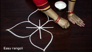 easy free hand rangoli designs  simpl rangoli with out dots  friday kolam muggulu  rangavalli [upl. by Nerw]