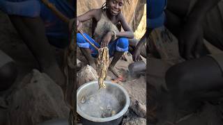 Wow 😲😋 See How hadzabe boys cooks their favorite food middle of big Rocks hadzabetribe cooking [upl. by Pamela750]