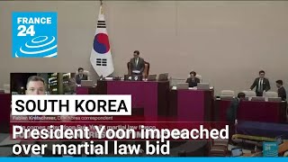 South Koreas President Yoon impeached over martial law bid • FRANCE 24 English [upl. by Nahtan]