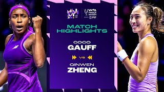 Coco Gauff vs Zheng Qinwen  2024 WTA Finals Riyadh Final  Match Highlights [upl. by Evetta281]