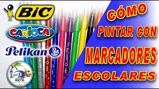 Cómo Pintar con MARCADORES Escolares  Paso a Paso [upl. by Elleirol541]