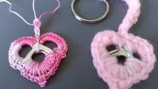 Crochet Soda tab Heart Key Ring  Super Easy [upl. by Anairdna]