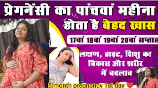 5 Month Of PregnancyWeek 171819amp20 in Hindi लक्षणशिशु विकासशारीरिक बदलावpregnancy vlog hindi [upl. by Nehpets]