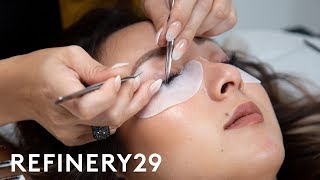 I Got 200 Eyelash Extensions For The First Time  Macro Beauty  Refinery29 [upl. by Balas256]