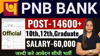 PNB Bank Recruitment 2024  Punjab National Bank Vacancy 2024  Govt Jobs Oct 2024  10th Pass [upl. by Powder]