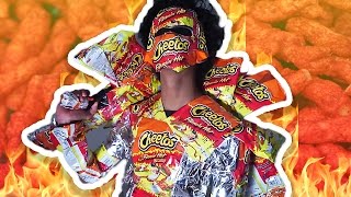 DIY HOT CHEETOS COSTUME 100 LAYERS OF HOT CHEETOS [upl. by Nisen422]