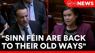 Leo Varadkar amp Mary Lou McDonald clash in the Dáil over Governments decision to lift eviction ban [upl. by Enyedy]