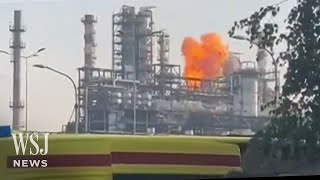 Ukraine Hits Moscow Oil Refinery in Massive Drone Barrage  WSJ News [upl. by Achilles]