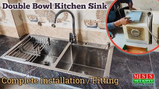 Kitchen Sink installation  Complete install Double Bowl Kitchen Sink  sink fitting  Sink stainer [upl. by Lexi48]