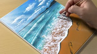 Easy Way to Paint a Beach Scene  Acrylic Painting for Beginners [upl. by Tonina]