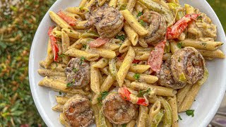 Shrimp Rasta Pasta recipe with heavy cream and coconut milk recipe  step by step [upl. by Atauqal]