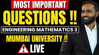 🔴LIVE MOST IMPORTANT QUESTIONS ENGINEERING MATHEMATICS 3MUMBAI UNIVERSITYPRADEEP GIRI SIR [upl. by Elleniad327]