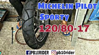 Tvs Apache RTR 180 Tyre changing Tvs Remora 1108017 to Michelin Pilot Sporty 1208017 [upl. by Minni]