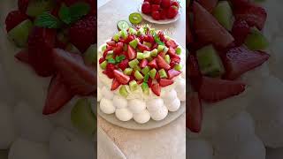 Summery strawberry and kiwi pavlova 🍓 this delicious pavlova is topped with Chantilly [upl. by Reinar]